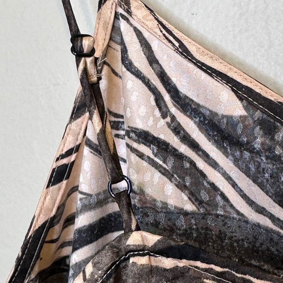 Nine West | Zebra Print Y2K Vibes Spaghetti Strap Jacquard Satin Cami Tank Top - Picture 10 of 15